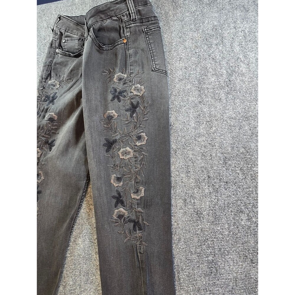 Seven7 Skinny Jeans Womens 12 Gray Floral Embroidered Minimalist Denim - Picture 4 of 8